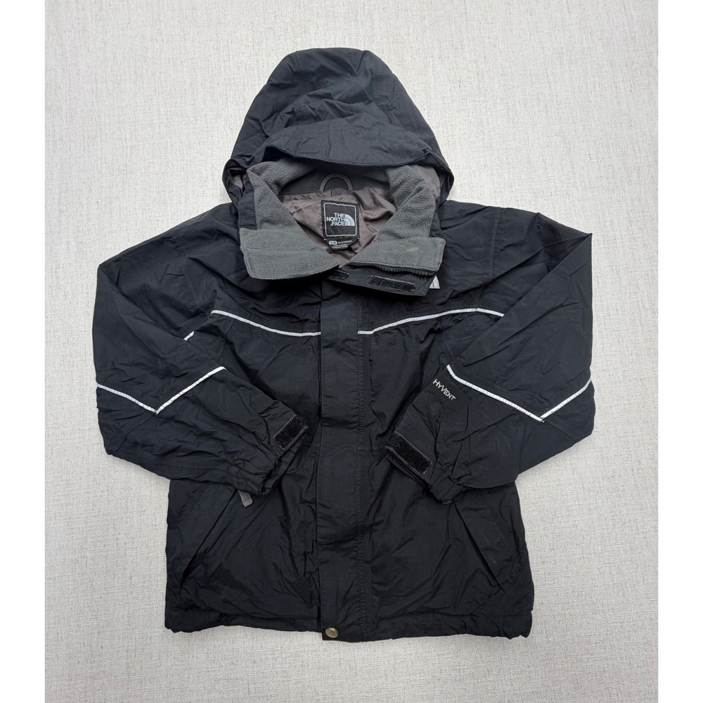 The North Face Boys Black HyVent Hooded Jacket Reflective Trim Size Medium M